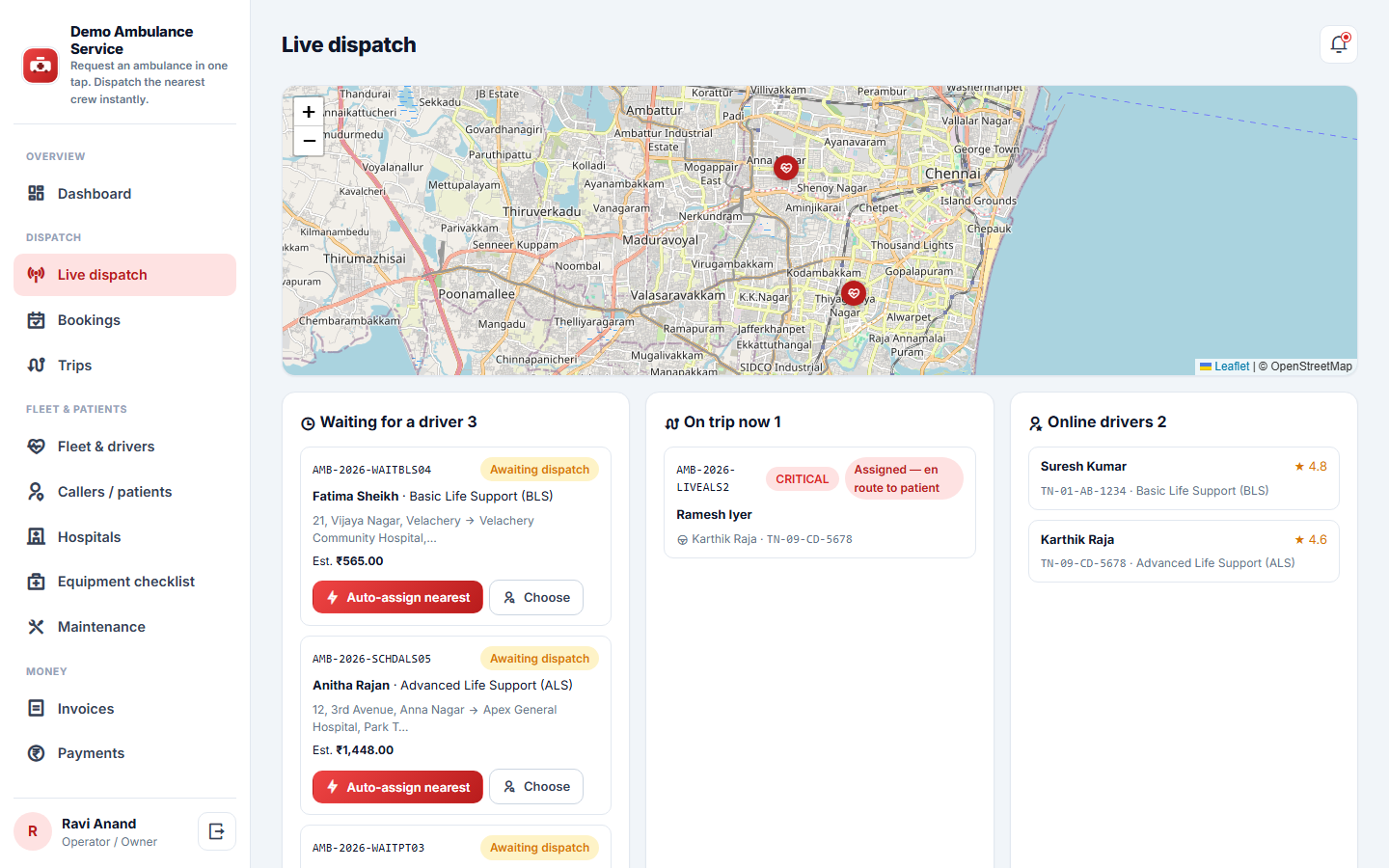Ambulance Booking & Dispatch screenshot