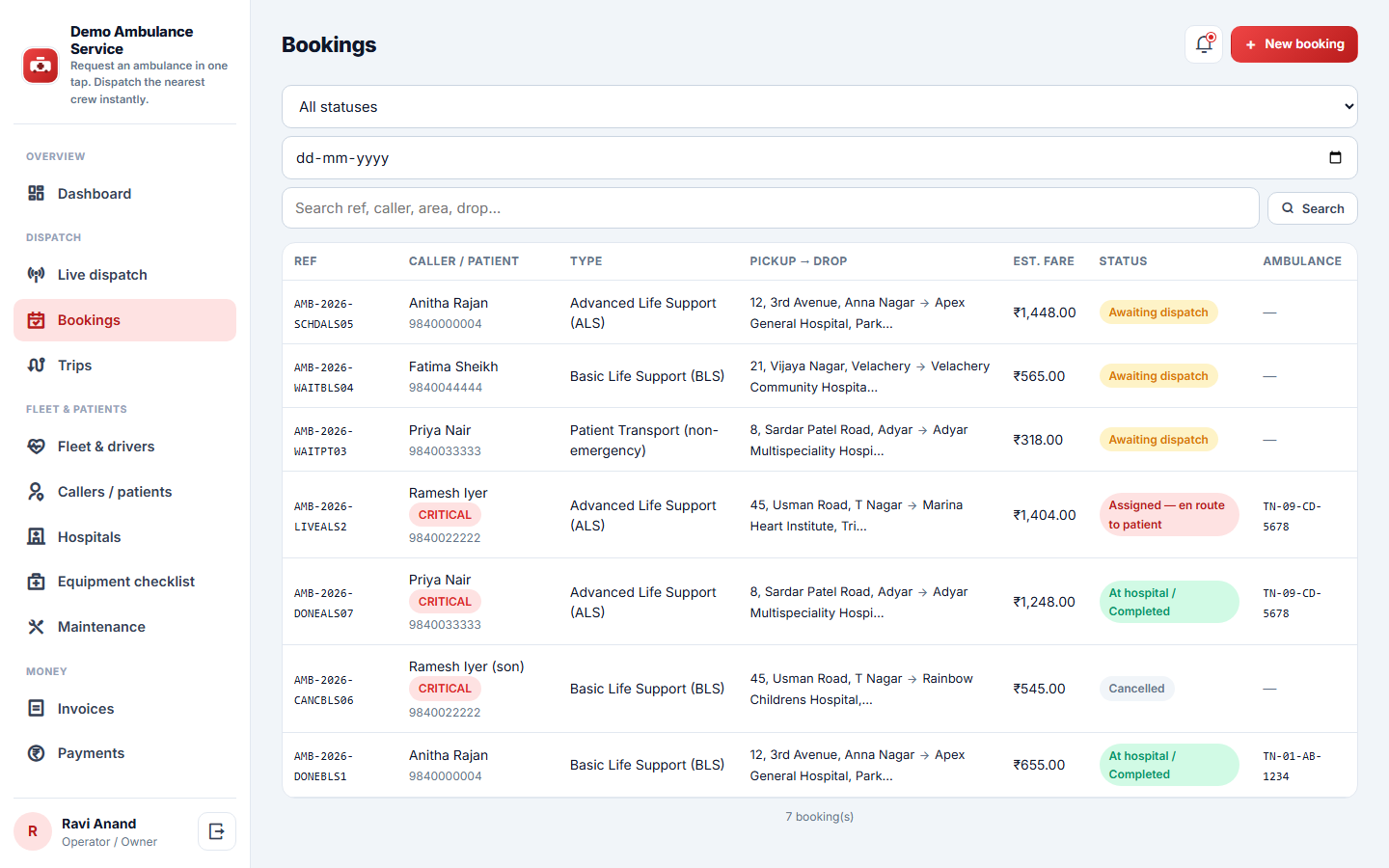 Ambulance Booking & Dispatch screenshot
