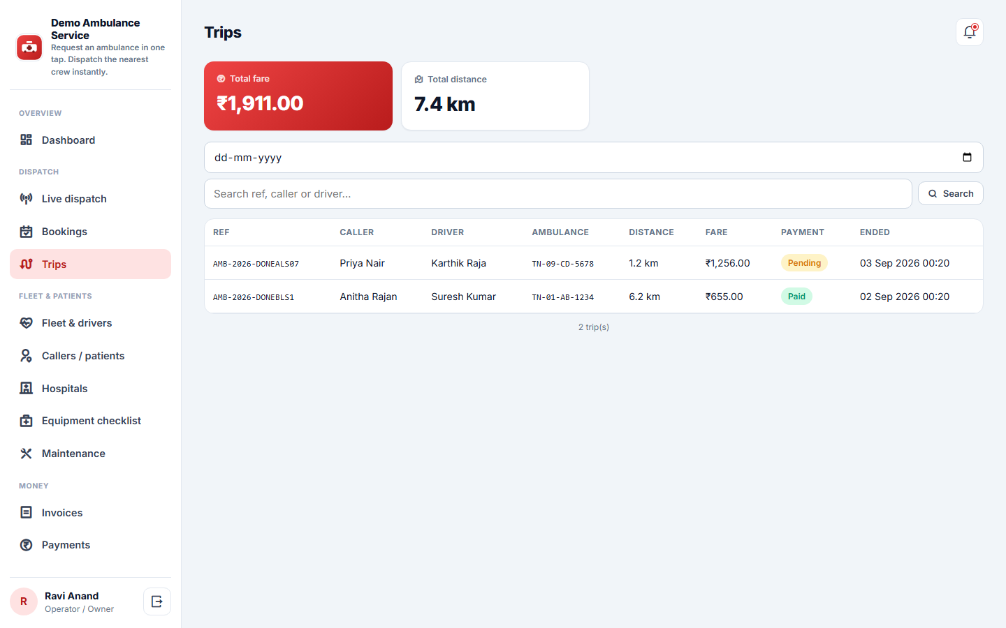 Ambulance Booking & Dispatch screenshot