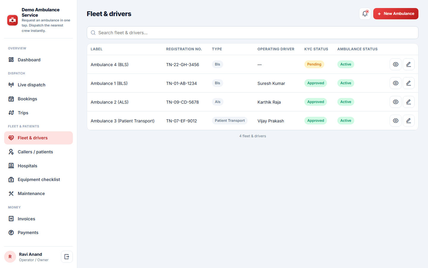 Ambulance Booking & Dispatch screenshot