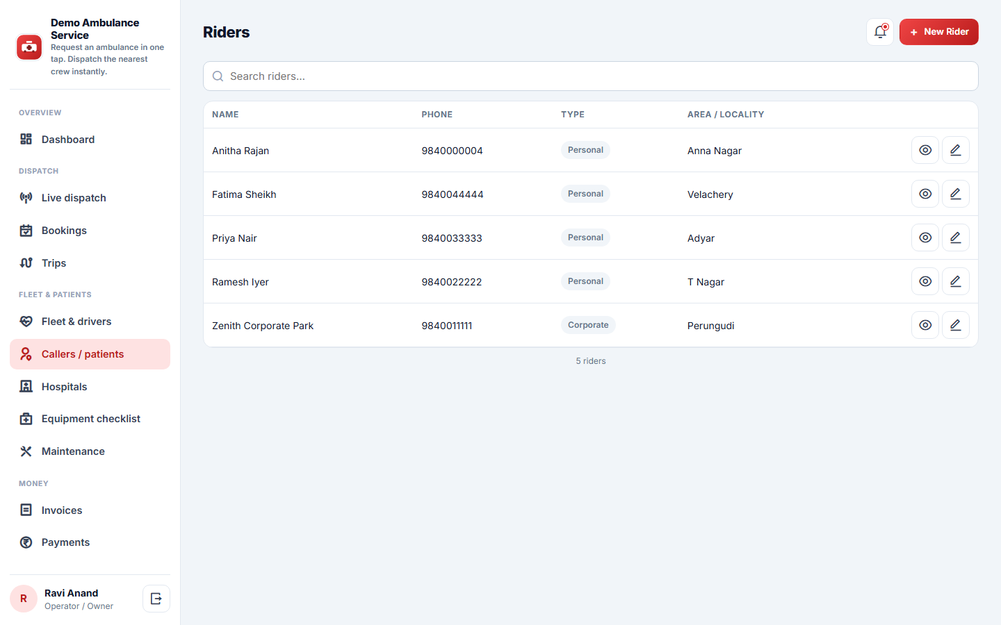 Ambulance Booking & Dispatch screenshot