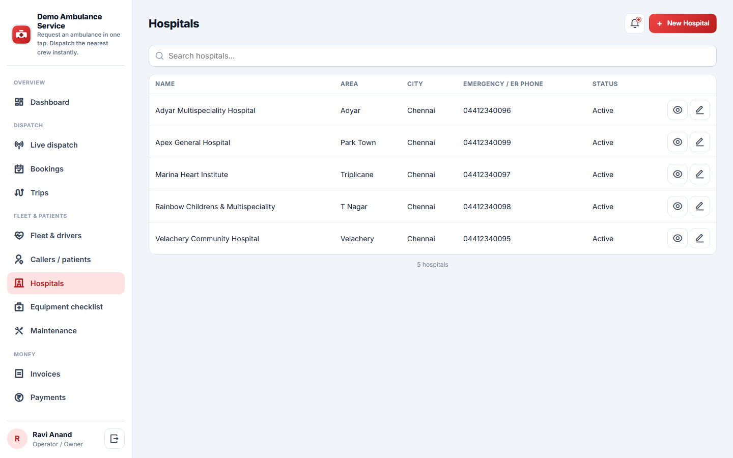 Ambulance Booking & Dispatch screenshot
