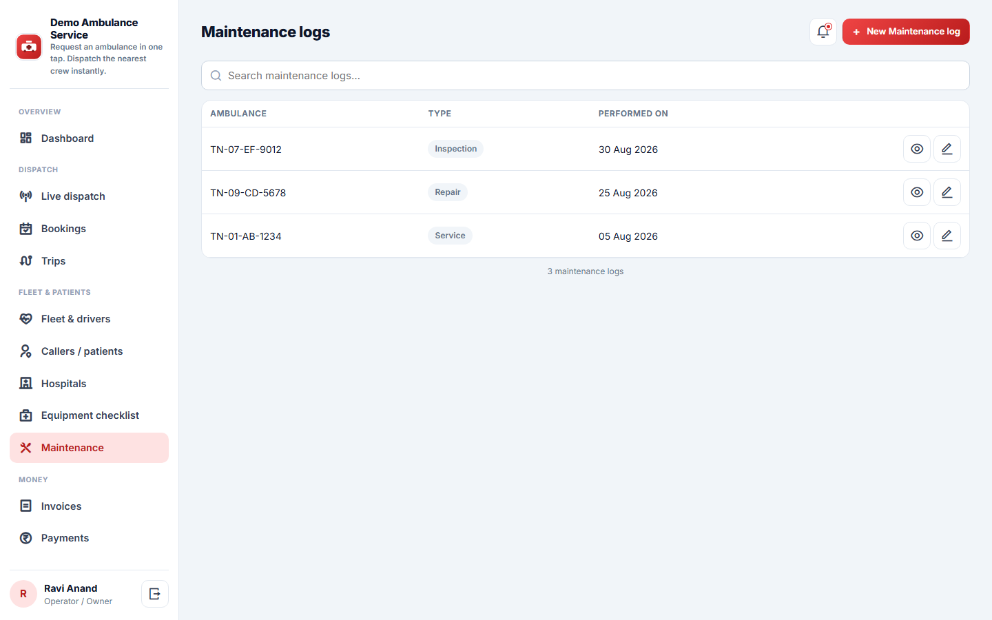 Ambulance Booking & Dispatch screenshot