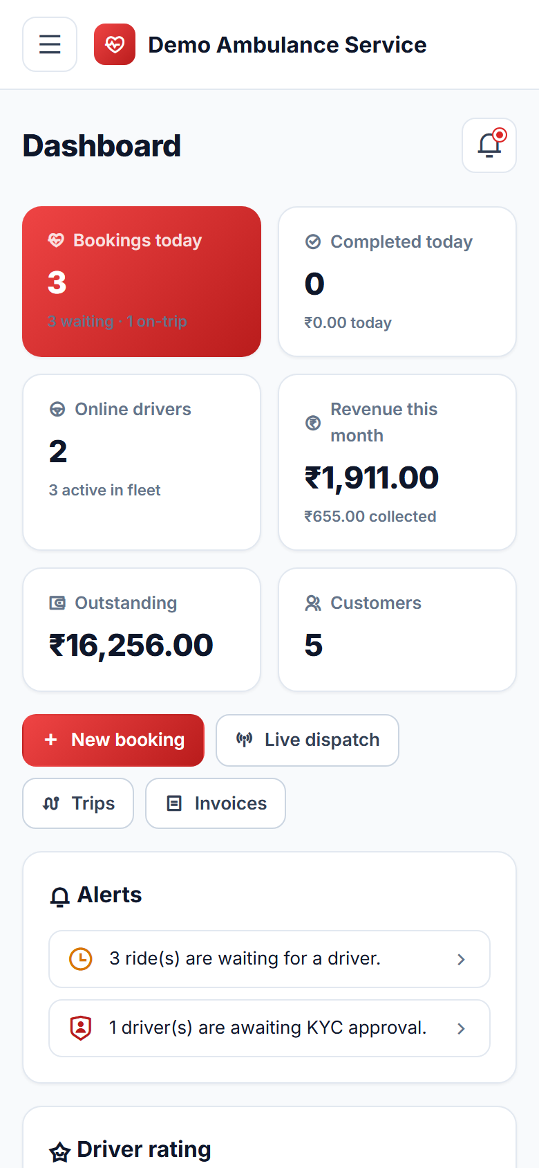Ambulance Booking & Dispatch screenshot
