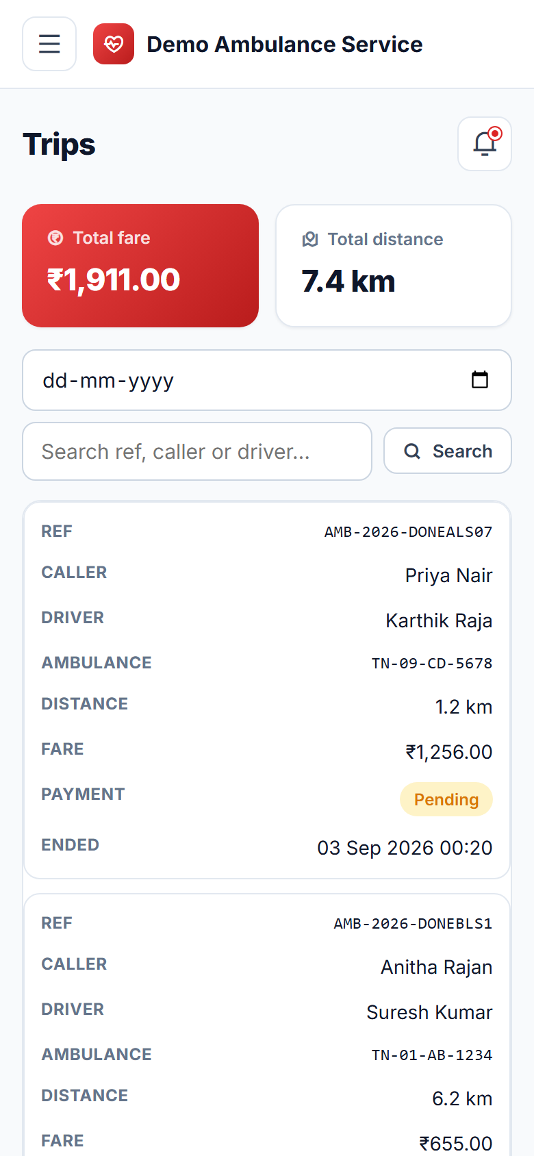 Ambulance Booking & Dispatch screenshot