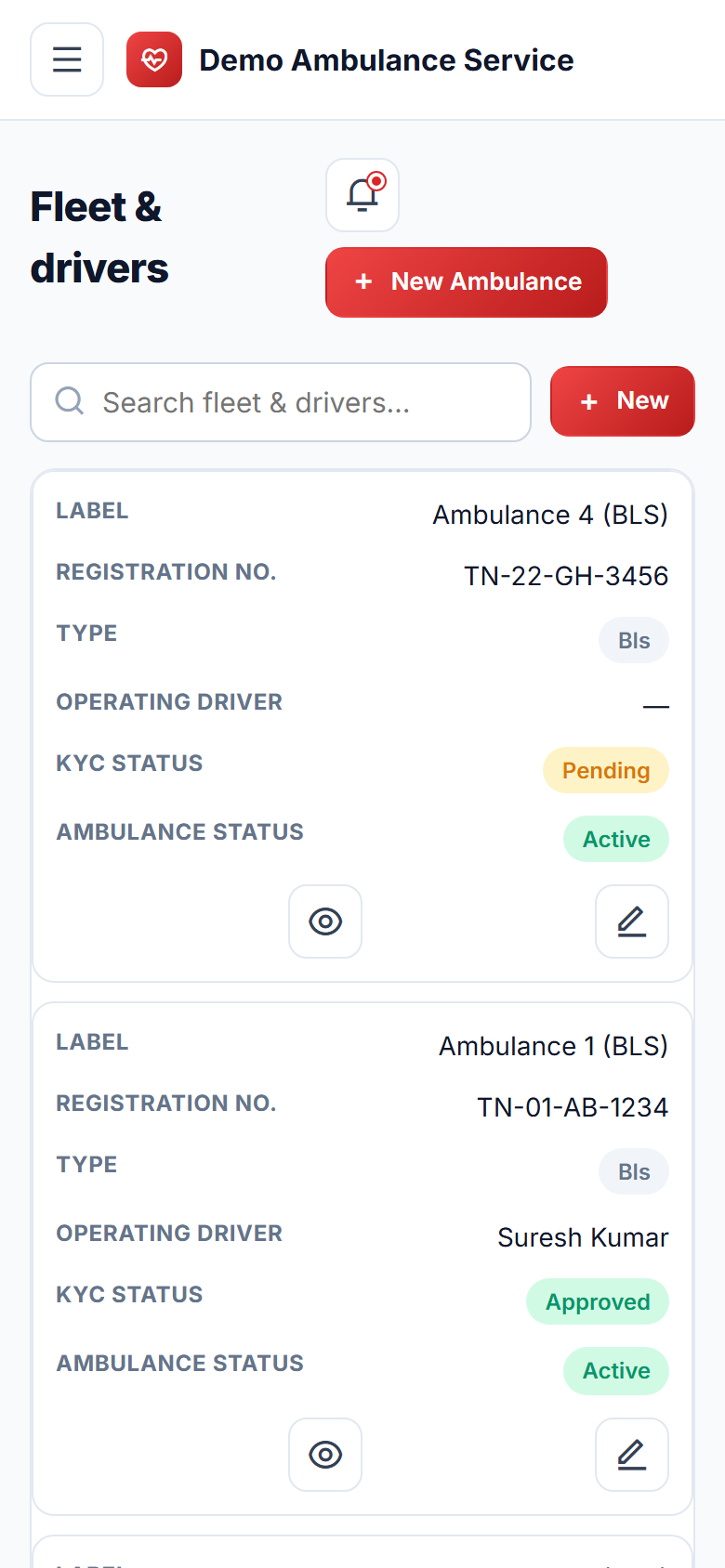 Ambulance Booking & Dispatch screenshot