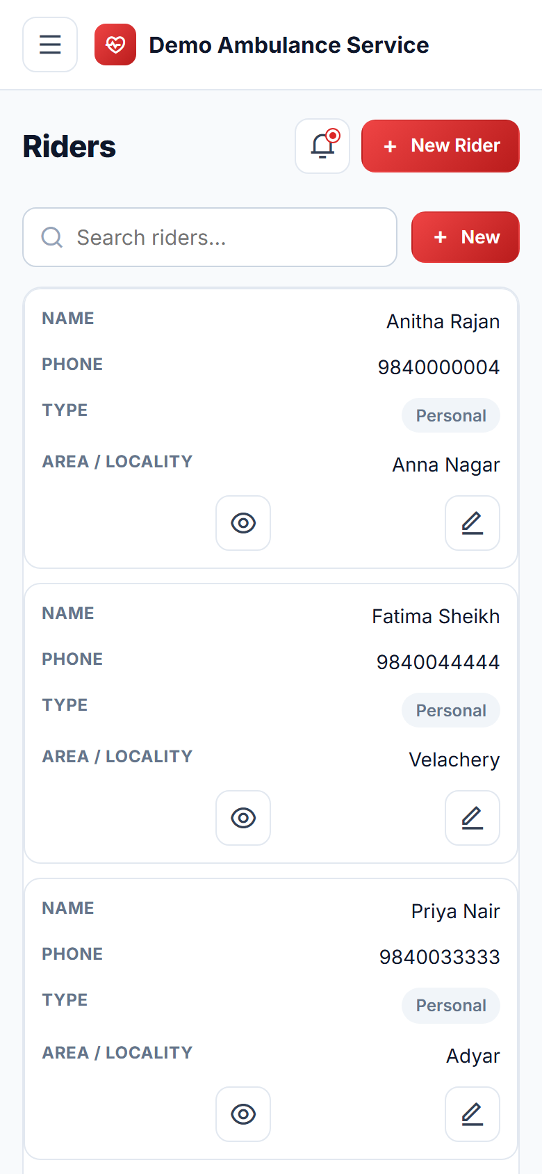 Ambulance Booking & Dispatch screenshot