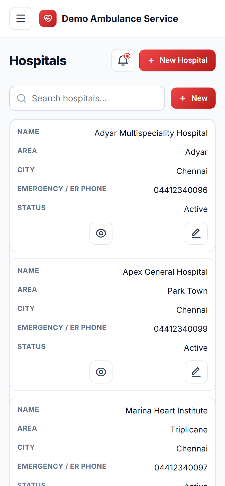 Ambulance Booking & Dispatch screenshot