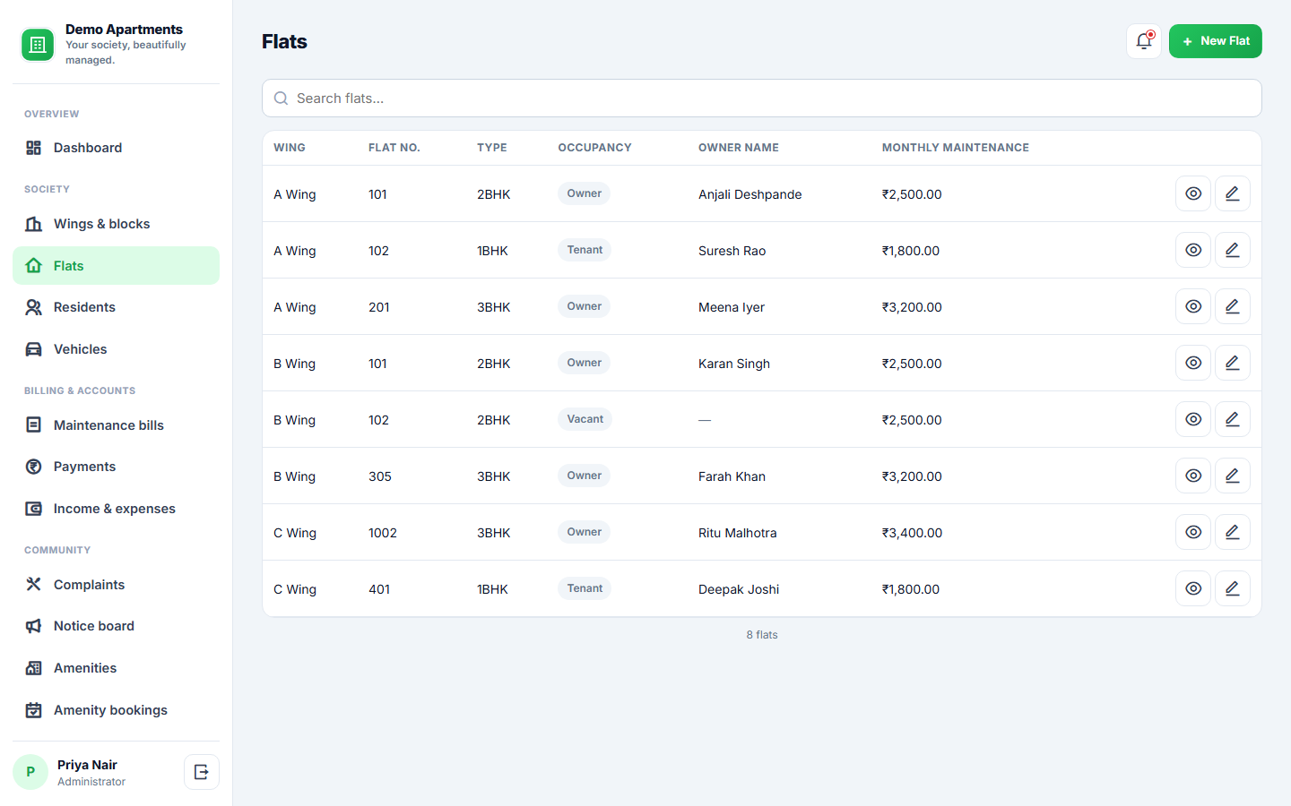 Apartment Society Management screenshot