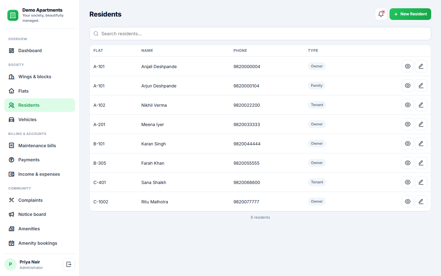 Apartment Society Management screenshot