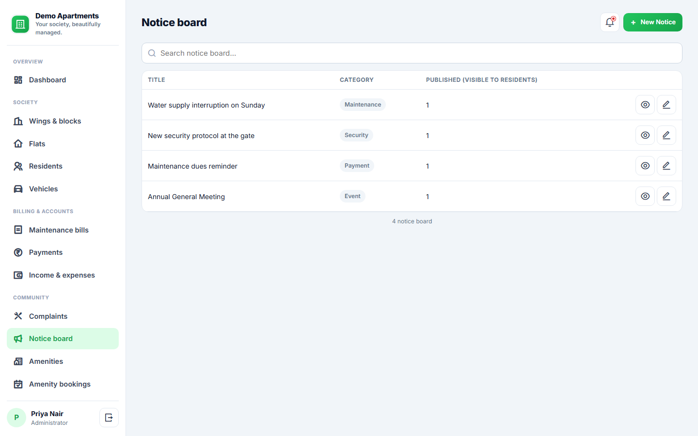 Apartment Society Management screenshot