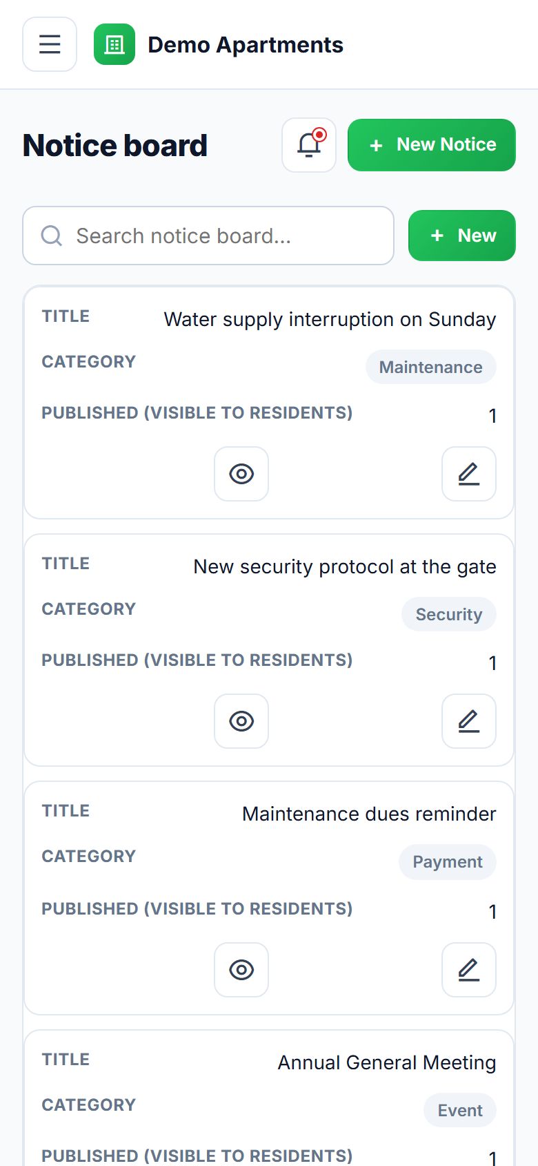 Apartment Society Management screenshot