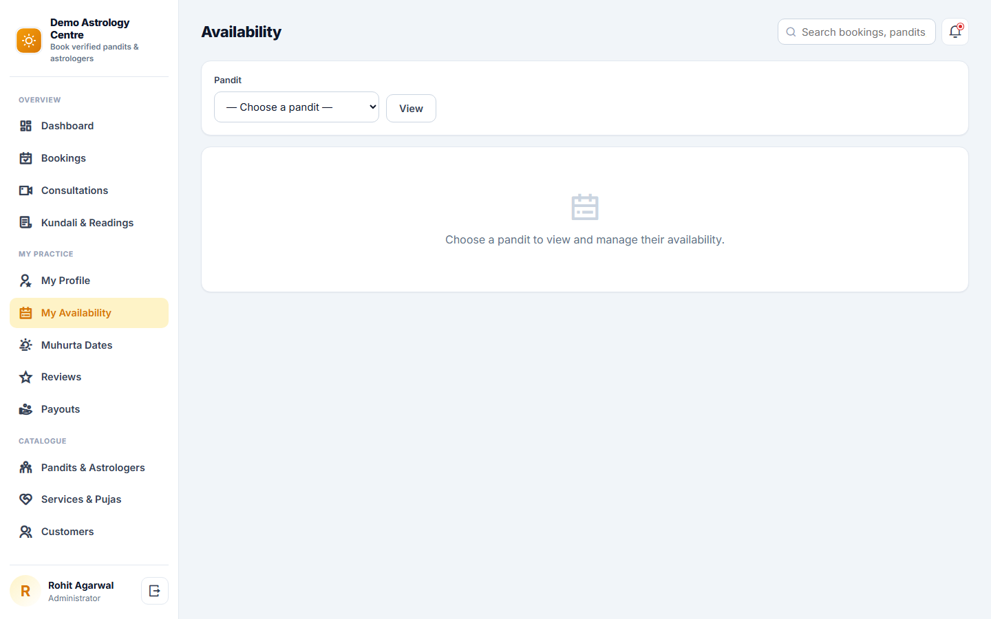 Astrology and Pandit Booking Software screenshot