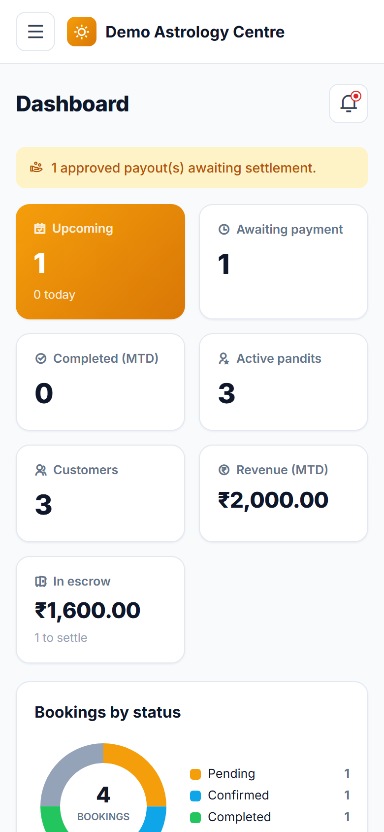Astrology and Pandit Booking Software screenshot