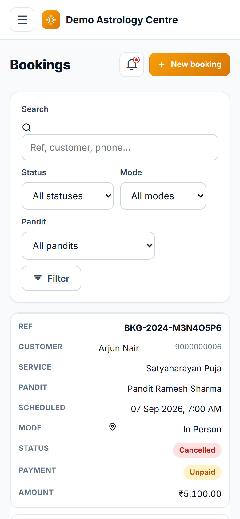 Astrology and Pandit Booking Software screenshot