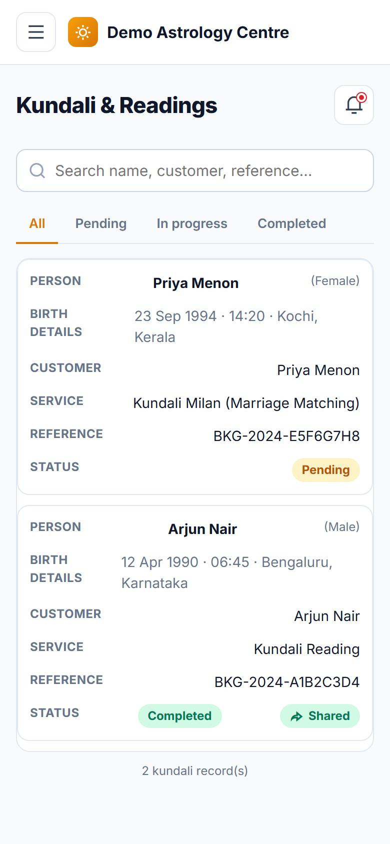Astrology and Pandit Booking Software screenshot