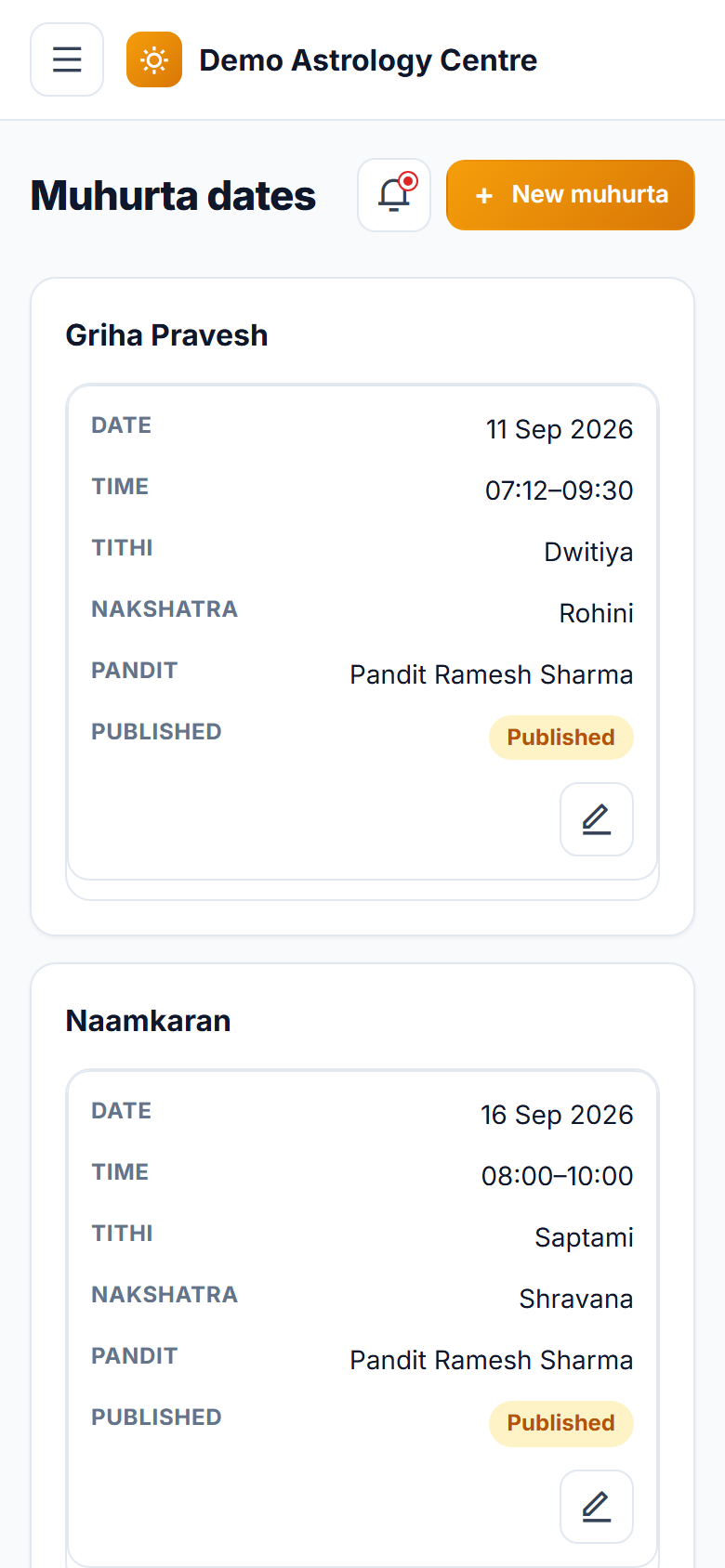 Astrology and Pandit Booking Software screenshot