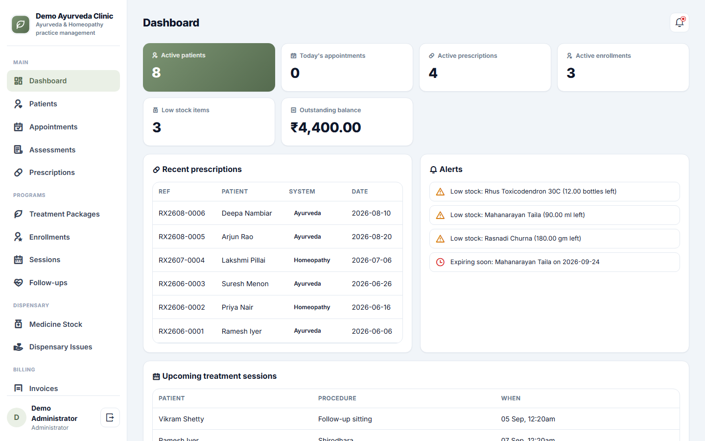 Ayurveda and Homeopathy Practice Management Software screenshot