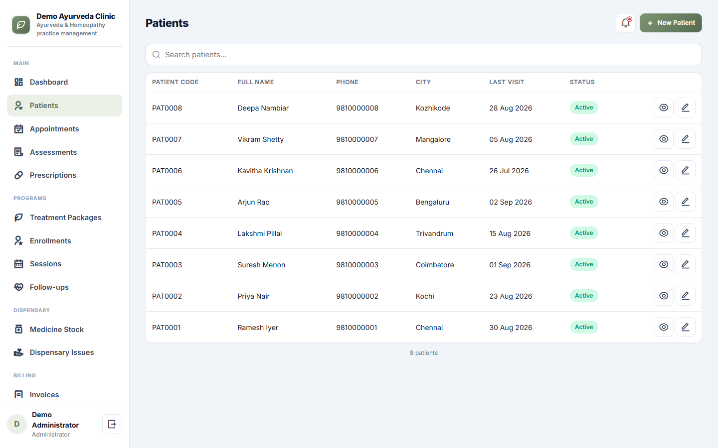 Ayurveda and Homeopathy Practice Management Software screenshot