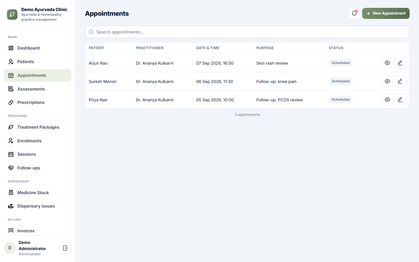 Ayurveda and Homeopathy Practice Management Software screenshot