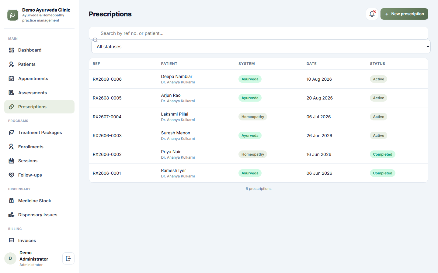Ayurveda and Homeopathy Practice Management Software screenshot
