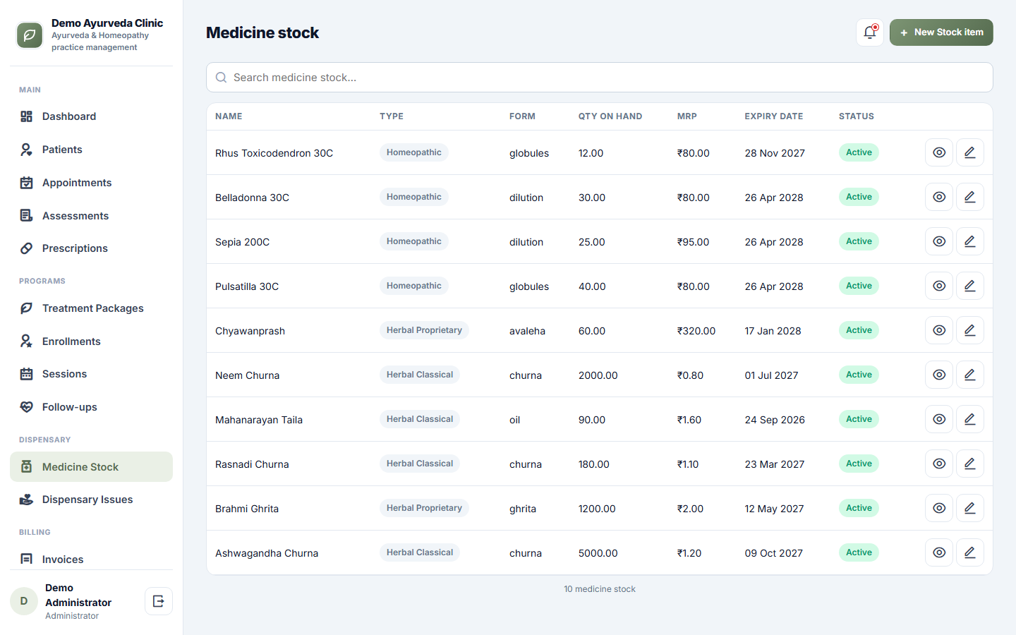 Ayurveda and Homeopathy Practice Management Software screenshot