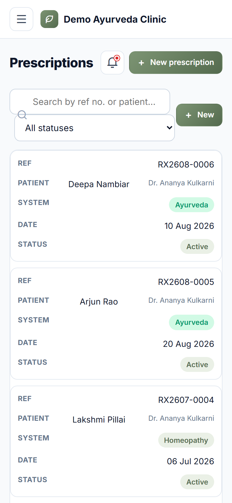 Ayurveda and Homeopathy Practice Management Software screenshot