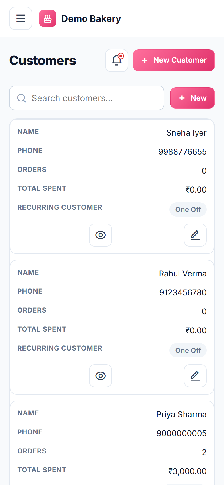 Bakery and Custom Cake Order Management Software screenshot