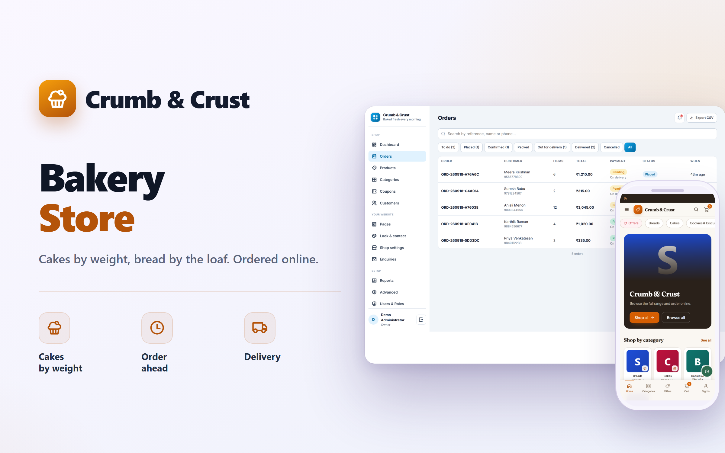 Bakery Online Store and Ordering Software
