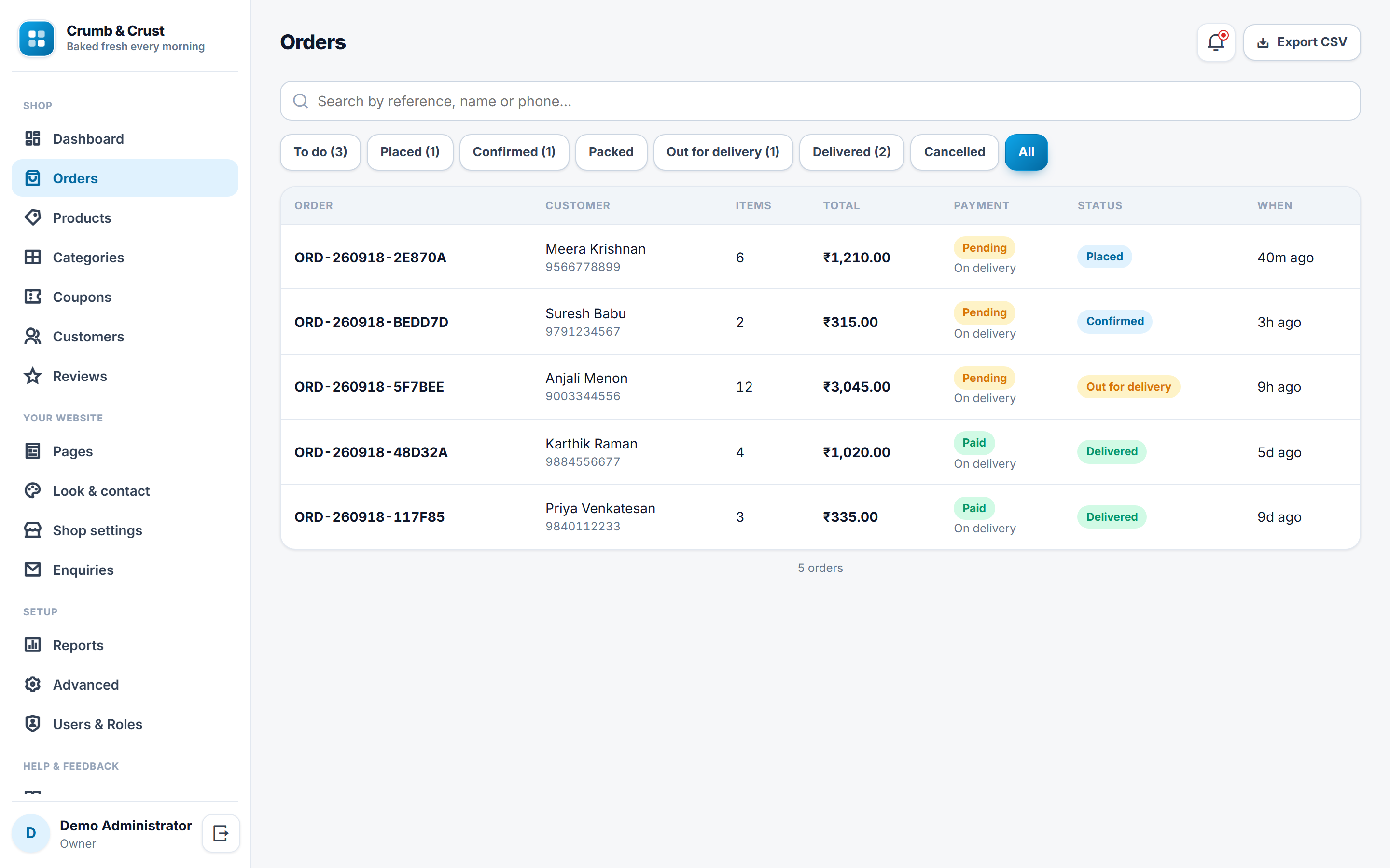 Bakery Online Store and Ordering Software screenshot