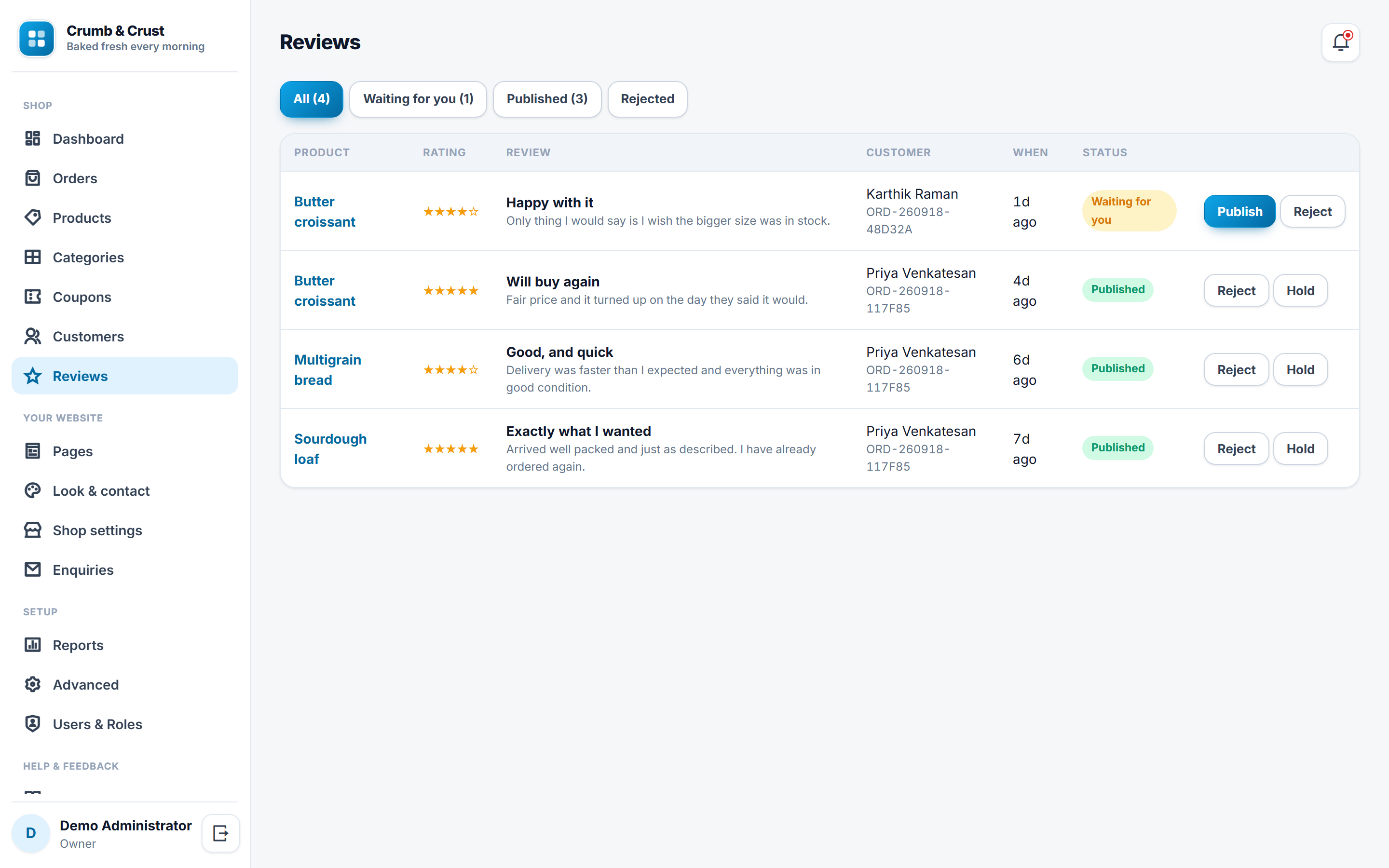 Bakery Online Store and Ordering Software screenshot