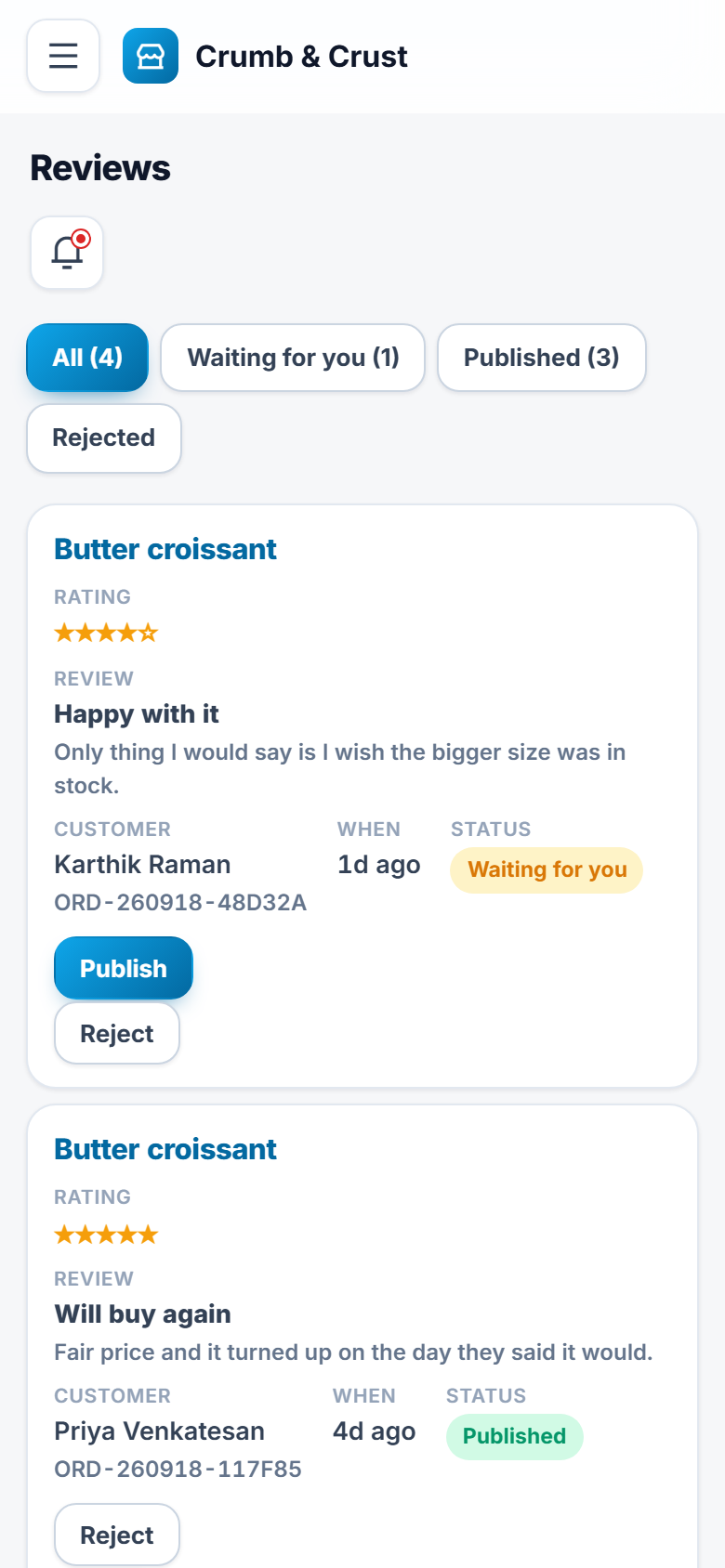 Bakery Online Store and Ordering Software screenshot