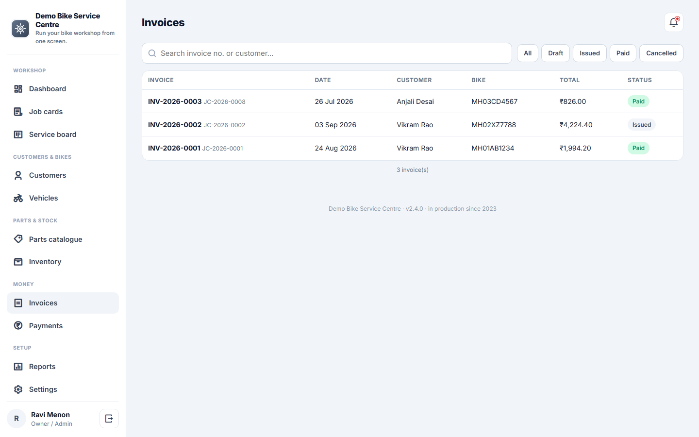 Bike Service Center Management screenshot