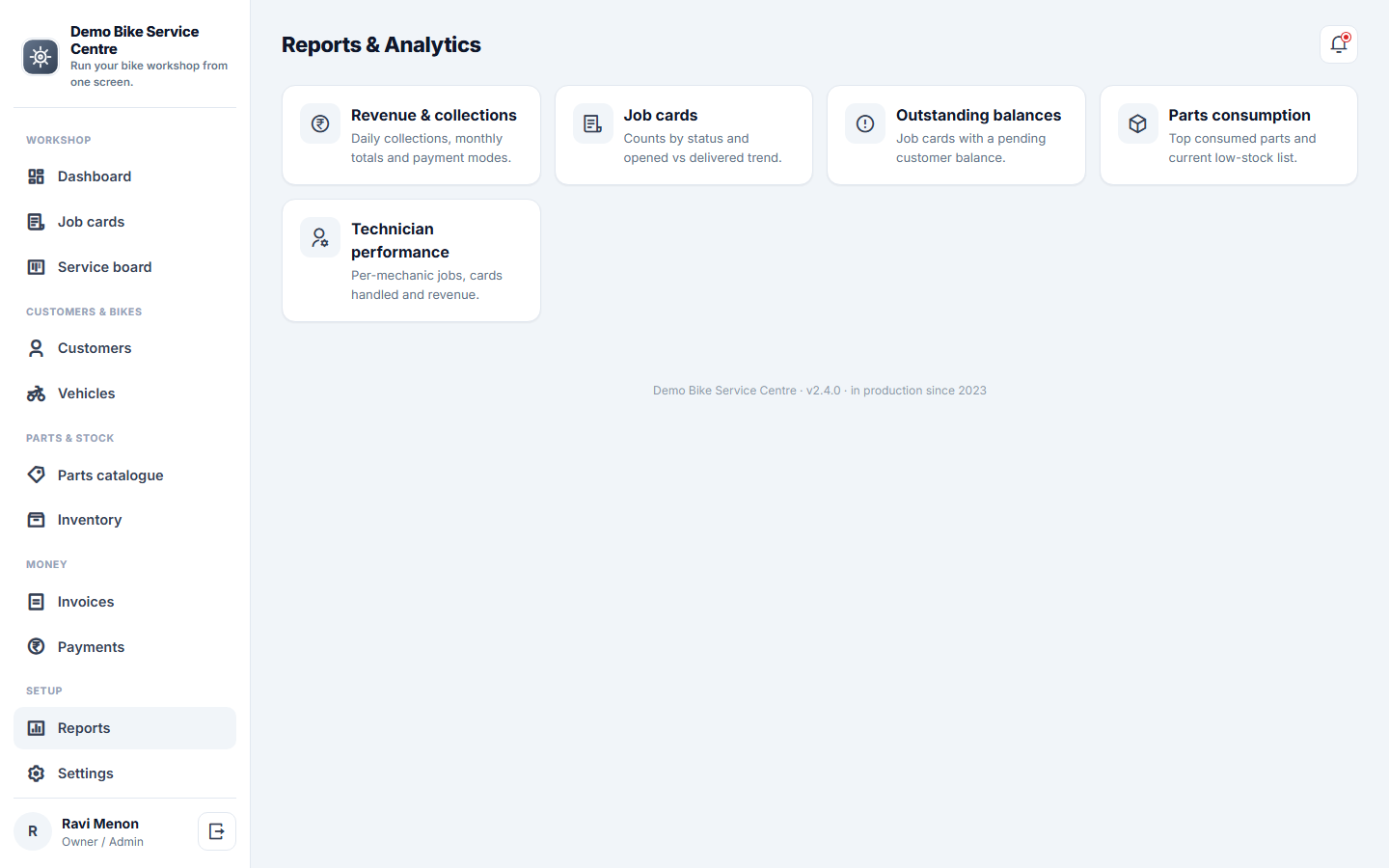 Bike Service Center Management screenshot