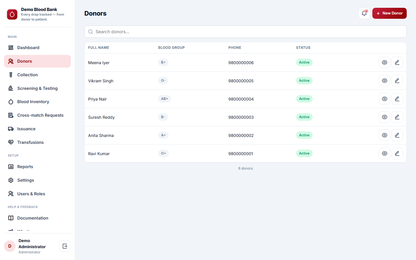 Blood Bank Management screenshot