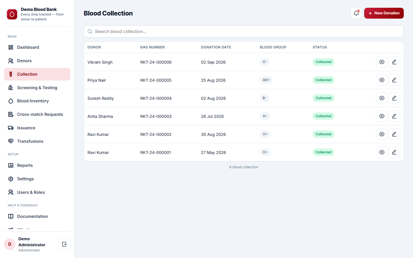 Blood Bank Management screenshot