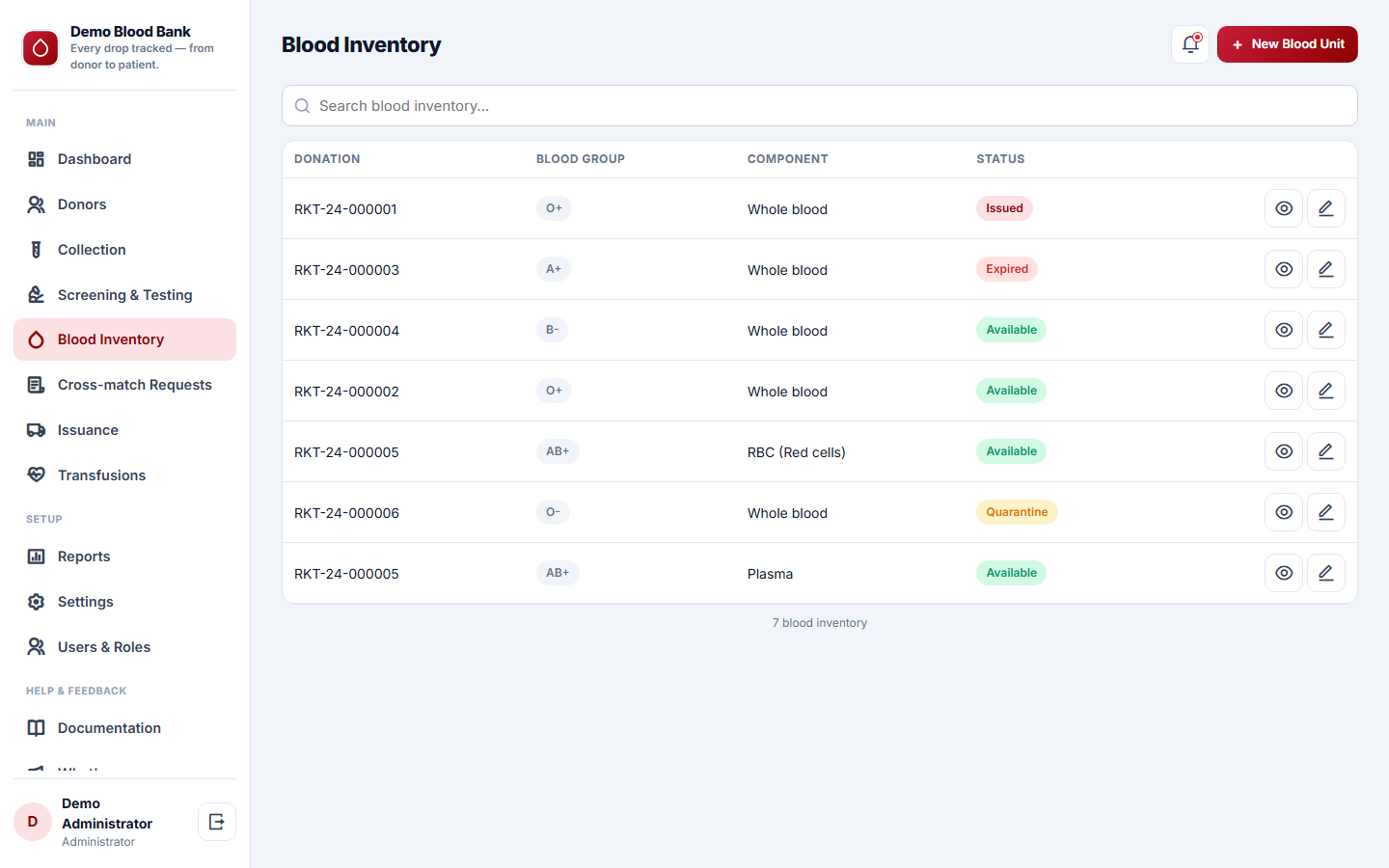 Blood Bank Management screenshot