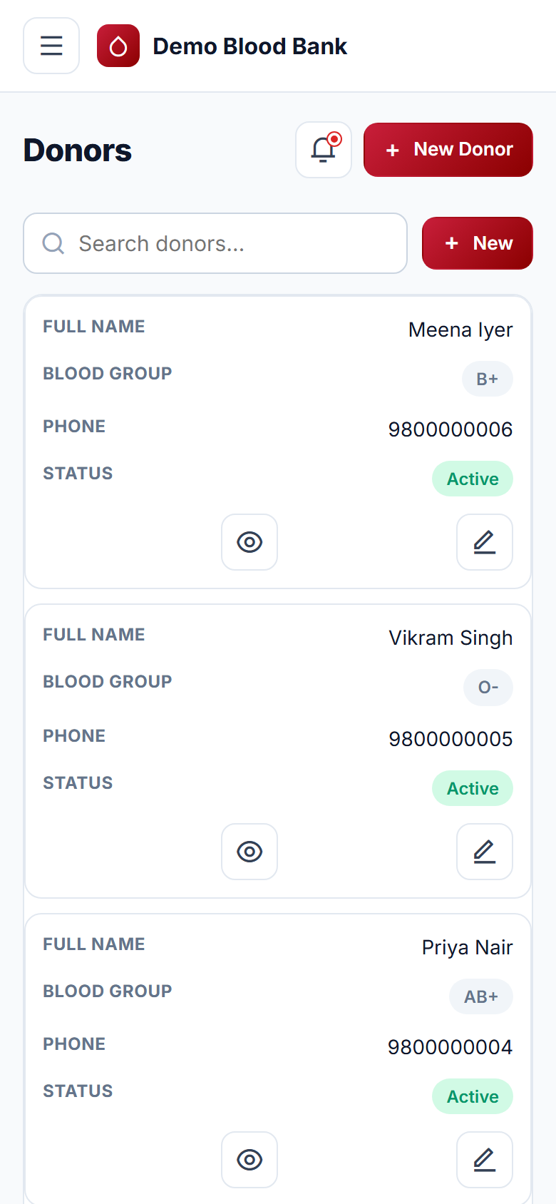 Blood Bank Management screenshot