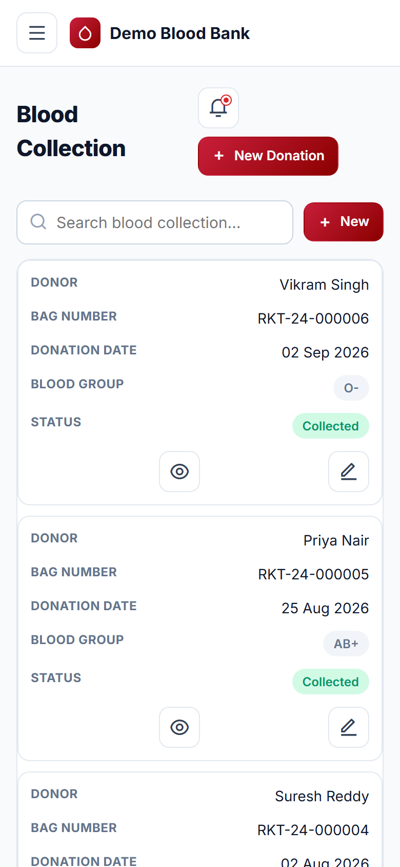 Blood Bank Management screenshot