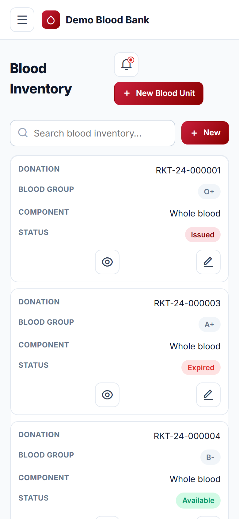Blood Bank Management screenshot