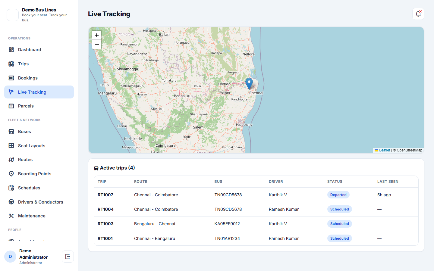 Bus Booking & Transport Management System screenshot