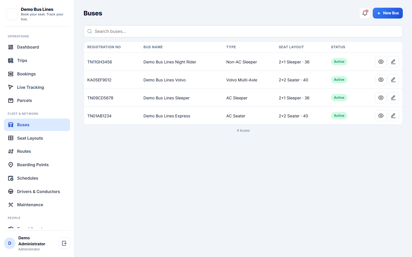 Bus Booking & Transport Management System screenshot