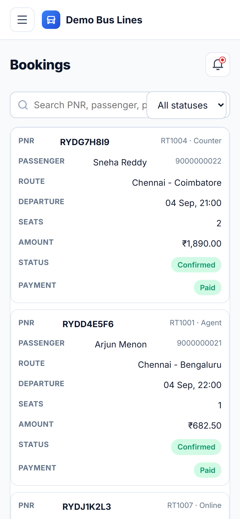Bus Booking & Transport Management System screenshot