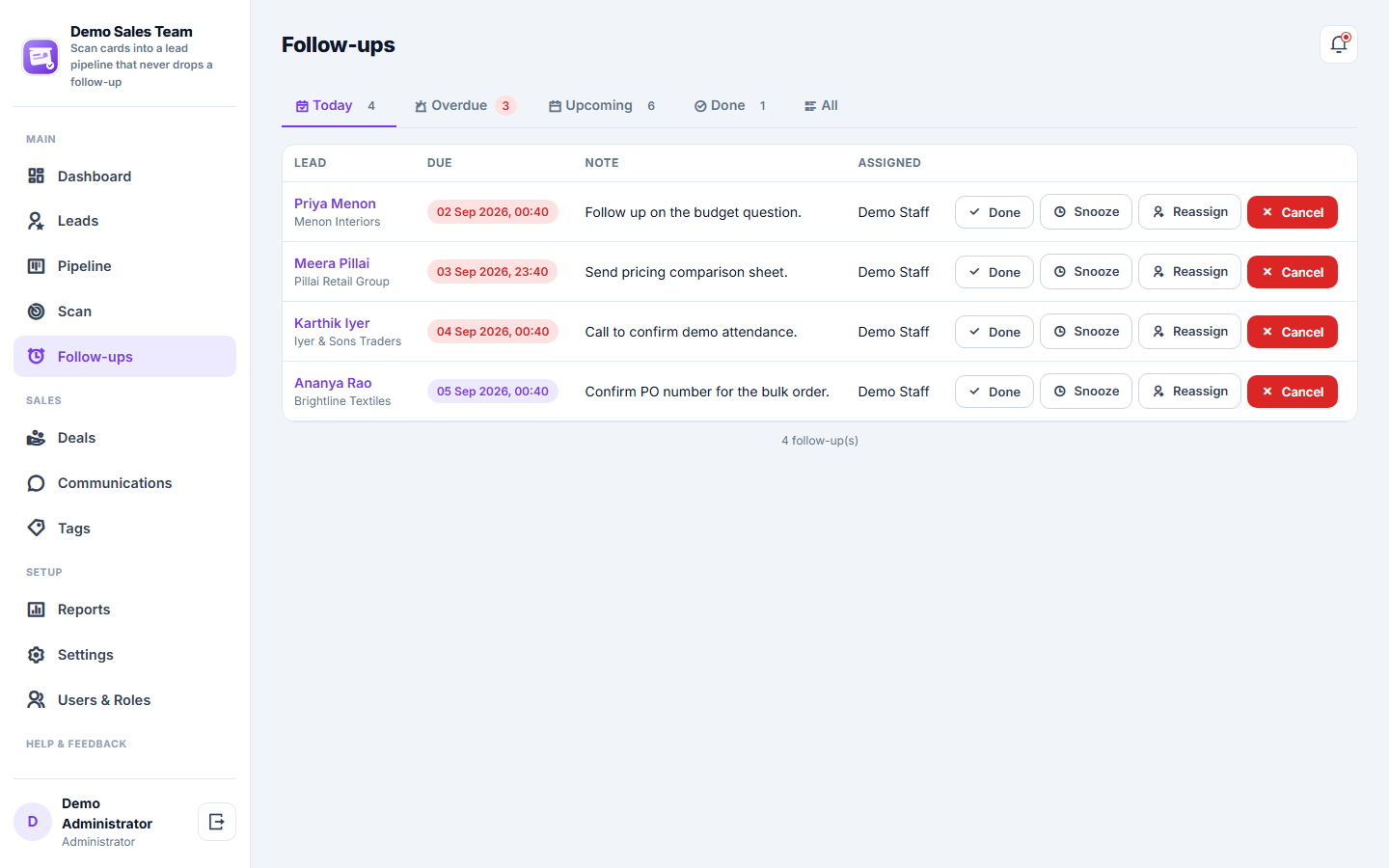 Business Card Scanner & Lead Pipeline CRM Software screenshot