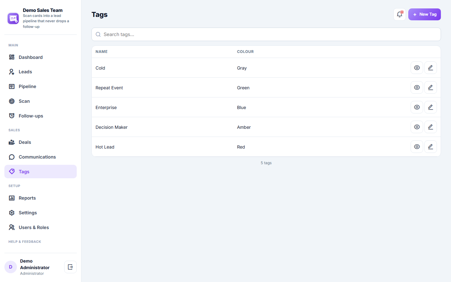 Business Card Scanner & Lead Pipeline CRM Software screenshot
