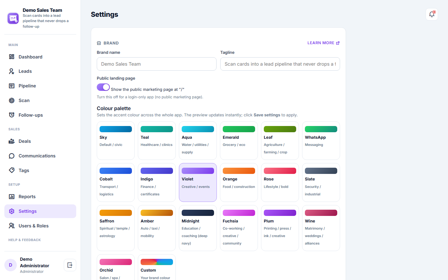 Business Card Scanner & Lead Pipeline CRM Software screenshot