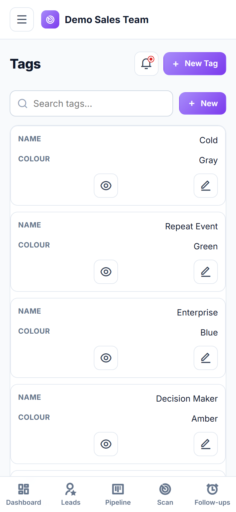 Business Card Scanner & Lead Pipeline CRM Software screenshot