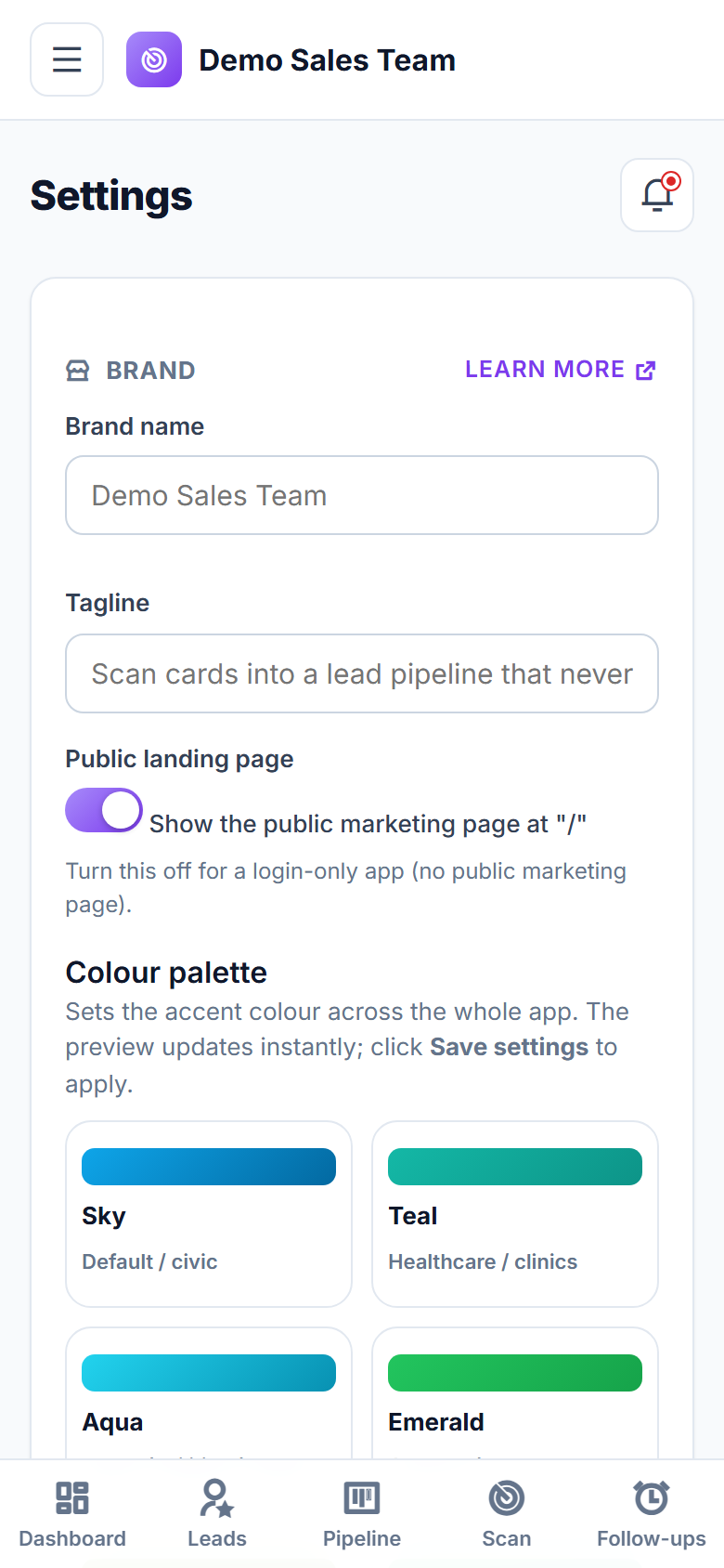 Business Card Scanner & Lead Pipeline CRM Software screenshot