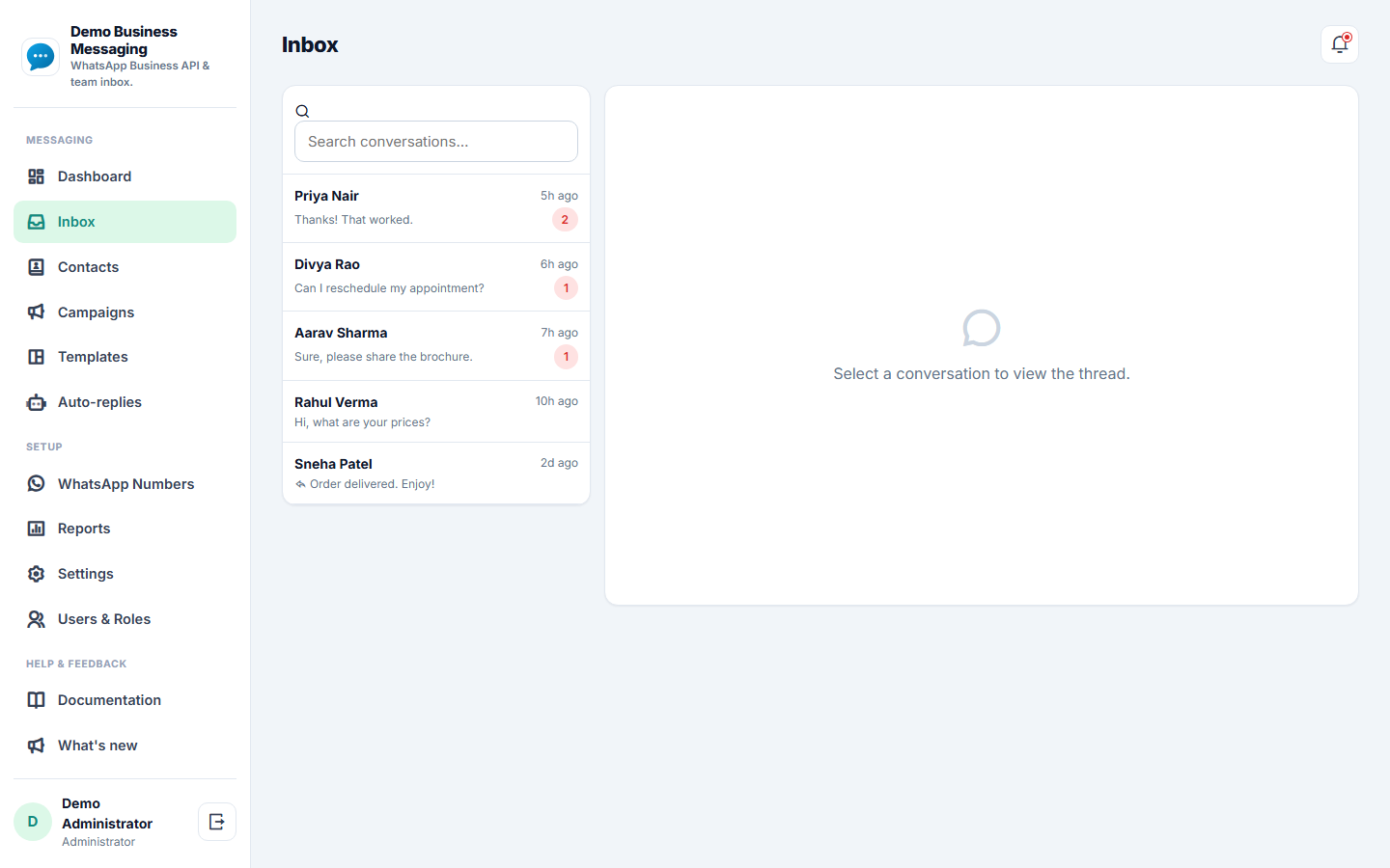 Business Messaging API & Team Inbox Platform screenshot