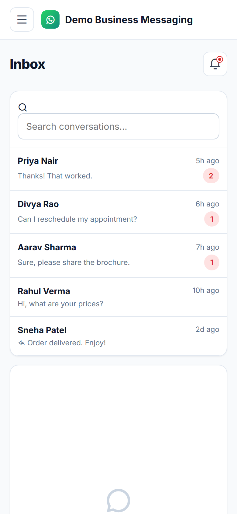 Business Messaging API & Team Inbox Platform screenshot